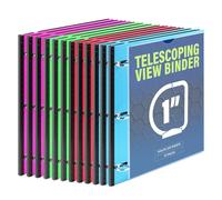 WOT I Carpeta telescópica de 3 anillos de 1 pulgada, 12 unidades, carpeta flexible expandible, diseño patentado para una fácil portabilidad, capacidad para 225 hojas, 4 colores brillantes para la