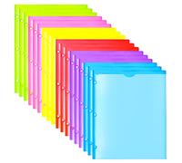 WOT I Carpetas de plástico resistentes con bolsillos frontales transparentes, 18 unidades, carpetas extragruesas con bolsillos y agujeros para carpetas, carpetas de bolsillo con ranura para tarjetas