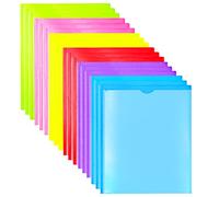 WOT I Carpetas resistentes con bolsillos frontales transparentes, 18 unidades, carpetas de plástico con 3 hojas y 3 puntas para papel tamaño carta/ranura para tarjetas/colores