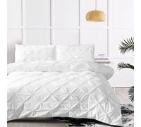 Wotcsil Funda Nórdica Cama 80/90 Pintuck Blanco 135x200 cm con Colcha Fruncida En Pellizco Juego de Cama de Funda Edredón con Funda de Almohada en Microfibra Suave Color Sólido, Blanco