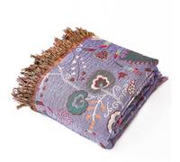 Wotcsil Mantas Sofá Plaid Foulard Sofa Algodón Boho Verano Inverno Estampado de Hojas Florales Multiusos Cubrecama para Cama para Toda Estación, Púrpura, 200x230cm