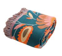 Wotcsil Mantas Sofá Plaid Foulard Sofa Algodón Boho Verano Inverno Estampado de Hojas Florales Multiusos Cubrecama para Cama para Toda Estación, Naranja, 200x230cm