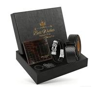 WOTENCE Regalo Hombre con Cinturón Carteras Pulsera llaveroMarido Novio Hijo Papa Regalo Cumpleaños Día del padre Aniversarios Navidad San Valentin（Novio）