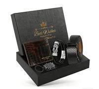 WOTENCE Regalo Hombre con Cinturón Carteras Pulsera llaveroMarido Novio Hijo Papa Regalo Cumpleaños Día del padre Aniversarios Navidad San Valentin（Marido）