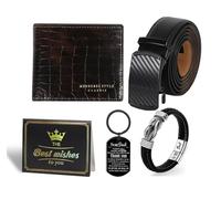WOTENCE Regalo Hombre con Cinturón Carteras Pulsera llaveroMarido Novio Hijo Papa Regalo Cumpleaños Día del padre Aniversarios Navidad San Valentin(para)