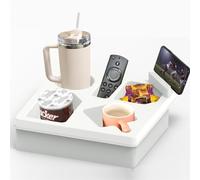 Wotendy Bandeja de Sofá, Bandeja Portavasos para Sofá, Silicona Posavasos de Sofá con Soporte para Teléfono para Mando a Distancia de TV, Aperitivos, Bebidas, Teléfono Móvil (Blanco)