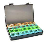 Wotermly Pastillero pequeño con 3 compartimentos, lindo organizador portátil de viaje diario pastillero pequeño portátil (MonthlyGrey)