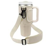 Wotermly Soporte para botella de agua para vaso Stanley Cup Quencher H2.0 de 40 onzas, bolsa para botella de agua con correa ajustable para el hombro (beige)
