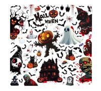 Wothfav Calcomanías de Ventana Halloween, 9 Piezas Removibles Motivos Calabaza Fantasma Murciélago, Para Puertas y Ventanas de Cristal, Espejos y Decoración de Fiesta Halloween Interior y Exterio