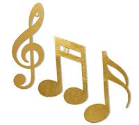 Wotieuns Decoración de pared de metal para notas musicales, diseño de claves agudas, color dorado, 3 piezas