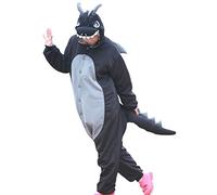 wotogold Pijama de Dragón Negro Animal Trajes de Cosplay Adultos Unisex with Horn Black