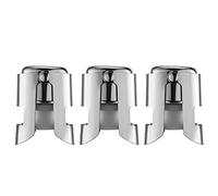 WOTOR 3 Piezas Tapon Botella Cava de Acero Inoxidable, Tapón de Champán con Boca Sellada de Grado Alimenticio, Tapon Prosecco, Evitar Fugas y Mantenerse Fresco (Plateado)