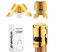 WOTOR 3 Piezas Tapon Botella Cava de Acero Inoxidable, Tapón de Champán con Boca Sellada de Grado Alimenticio, Tapon Prosecco, Evitar Fugas y Mantenerse Fresco (Oro)
