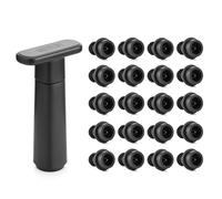 WOTOR Bomba de vacío Wine Saver con 20 tapones, tapón y conservador de vino, sellador de botellas reutilizable que se mantiene fresco, accesorios ideales para regalo (mango plano)