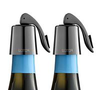 WOTOR Tapones para botellas de vino de acero inoxidable con silicona, reutilizable, protector de vino y sellador decorativo para botellas, a prueba de fugas, mantiene fresco, negro metálico, paquete