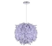 WOTTES Lámpara de Techo de Plumas, Lámpara Colgante LED, Lámpara Colgante Moderna y Romántica para Dormitorio, Iluminación E27, Adecuado para la Sala de Estar, Comedor Temático, Cine Privado (Gris)