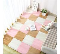 WOTZOV Alfombra De Espuma Afelpada Entrelazada, Alfombra De Espuma Cuadrada Recortable Tipo Rompecabezas DIY, Alfombra De Escalada Suave Y Antideslizante.，Café Blanco + Rosa + Claro, 30 Unidades