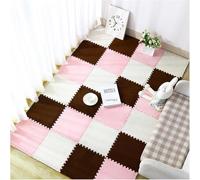 WOTZOV Alfombra De Espuma Afelpada Entrelazada, Alfombra De Espuma Cuadrada Recortable Tipo Rompecabezas DIY, Alfombra De Escalada Suave Y Antideslizante.，Café Blanco, Rosa y Oscuro, 9 Unidades