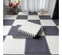 WOTZOV Alfombra De Espuma Suave Y Afelpada, Alfombra De Área Tipo Rompecabezas Entrelazado, Alfombra De Escalada Colorida De 24 Piezas, Alfombra De Escalada，Gris + Blanco