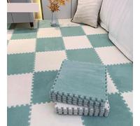 WOTZOV Alfombra De Espuma Suave Y Afelpada, Alfombra De Área Tipo Rompecabezas Entrelazado, Alfombra De Escalada Colorida De 24 Piezas, Alfombra De Escalada，Verde Menta + Blanco