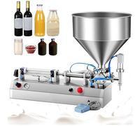 WOTZOV Automatic Pneumatic Liquid Filling Machine - Stainless Steel Single Head Visco Liquid Filler with Hopper - 0.4-0.9mp Air Pressure, 200ML Quantitative Filling Capacity