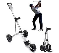 WOTZOV Carrito de Golf de 3 Ruedas con Mango Ajustable, Freno de pie, Tarjeta de puntuación, Ligero, se Abre y Cierra en un Segundo.