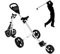WOTZOV Carrito de Golf Plegable y Ligero de 3 Ruedas con Asiento para portavasos, Apertura y Cierre en un Segundo para golfistas jóvenes.
