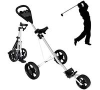 WOTZOV Carrito de Golf Profesional, Ligero y Plegable, de 3 Ruedas, con Asiento portavasos, Apertura y Cierre en un Segundo, para golfistas jóvenes.
