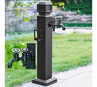 WOTZOV Columna De Agua Independiente para Jardín Exterior con Doble Grifo, Poste De Riego Vertical De 95 Cm para Patio, Diseño Negro para Soluciones De Riego Eficientes.，Black D 60CM/23.6IN