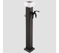 WOTZOV Columna De Agua Led Solar De Acero Inoxidable - Hidrante De Jardín Exterior De 79 Cm con Doble Grifo, Resistente A Las Heladas, Diseño Cuadrado Vertical, Deco，Black 60cm/24in