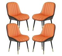WOTZOV Comedor Cocina Moderna Juego de Comedor de 4 Sofás de Cuero PU para Dormitorio Sala de Estar Balcón Asiento Giratorio de 360°，Gris Oscuro + Naranja