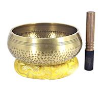 WOTZOV Cuenco de latón con Sonido de Buda Qing de Bronce, Cuenco de Canto Tibetano de Nepal, Cuenco de meditación de Yoga, Cuenco de Canto Artesanal de latón.，One Color 10.5CM