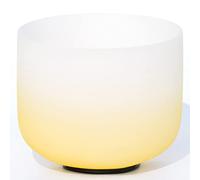 WOTZOV Cuenco Tibetano de Cristal de Cuarzo Esmerilado de 432 Hz con Tono, percutor de Gamuza y Junta tórica, para meditación y sanación Sonora.，E Solar Plexus 10 Inch