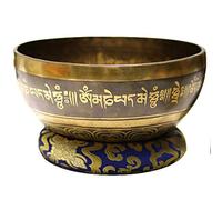 WOTZOV Cuenco Tibetano de Nepal para meditación, Yoga, Budista, del Himalaya, Feng Shui, de Gran tamaño, Hecho a Mano, para decoración del hogar.,One Color 22CM