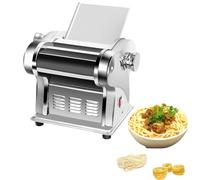 WOTZOV Electric Pasta Maker, Fully Automatic Stainless Steel Dough Cutter & Noodle Machine, Adjustable Thickness 0.3-4mm with 4 Knives for Commercial Use
