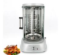 WOTZOV Electric Rotisserie Grill, 1380W Smokeless Shawarma Barbecue Machine with 3 Grills, 60 Min Timer, Sliding Glass Door, Auto Shut-Off