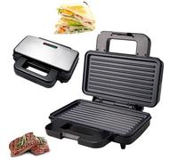 WOTZOV Electric Steak Grill Maker, 1000W Double-Sided Heating Sandwich Machine with Non-Stick Plates and LED Indicator Light for Panini, Chicken Steak, Grilled Fish, BBQ