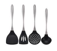 WOTZOV Espátula Antiadherente, Juego de Utensilios de Cocina, cucharón de Sopa con Mango Hueco de Acero Inoxidable, Embudo, espátula