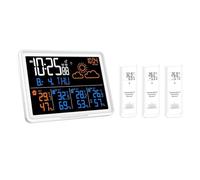 WOTZOV Estación meteorológica Digital, Reloj con termómetro Digital inalámbrico, higrómetro, pronóstico del Tiempo, Calendario, Fase Lunar, Despertador con función de repetición PT20，Gd20d