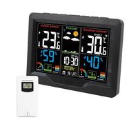 WOTZOV Estación meteorológica Digital, termómetro, pronóstico de Humedad, Alarma de Moho, Reloj inalámbrico de Escritorio, Herramienta de Mesa con 3 sensores para Exteriores, visuali，Sensor 1