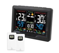 WOTZOV Estación meteorológica Digital, termómetro, pronóstico de Humedad, Alarma de Moho, Reloj inalámbrico de Escritorio, Herramienta de Mesa con 3 sensores para Exteriores, visuali，Sensor 2