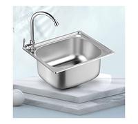 WOTZOV Fregadero de Esquina de Acero Inoxidable Premium con Grifo, de una Sola cubeta, para encastrar en la Pared, Ideal para caravanas y baños, Ideal para Espacios re