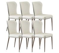 WOTZOV Juego de 6 sillas Laterales de Cuero de Microfibra para Cocina y Comedor, Asiento ergonómico, Patas de Metal de Acero al Carbono Resistentes，Diosa Blanca Talla Única