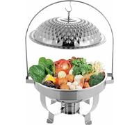 WOTZOV Juego de bufé con Calentador de Alimentos, Calentadores de Alimentos Redondos Dorados con Tapa Colgante Dorada para Cocina de Comedor, Acero Inoxidable, calenta，Silver (6l) UK