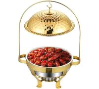 WOTZOV Juego de Buffet de Plato Caliente de Acero Inoxidable, Calentador de Alimentos de tamaño Completo con Bandeja de Agua, Bandeja de Comida, Soporte de Combustible