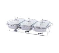 WOTZOV Juego de Buffet de Platos para Calentar Alimentos, portátil, con Rejilla y Asas, bandejas calentadoras, Platos para Servir para Banquetes, Bodas, Dorado，Silvery