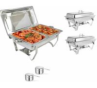 WOTZOV Juego de Calentador de Alimentos portátil para bufé, de Acero Inoxidable, Ideal para bufés, Bodas, Banquetes y Catering (1 Rejilla, 1 Unidad)，2 Grid 3PCs