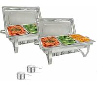 WOTZOV Juego de Calentador de Alimentos portátil para bufé, de Acero Inoxidable, Ideal para bufés, Bodas, Banquetes y Catering (1 Rejilla, 1 Unidad)，3 Grids 2PCs