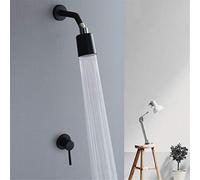 WOTZOV Juego de Ducha de baño empotrada en la Pared, Color Cobre, Dorado Cepillado, Negro y Cromado, con Cabezal de Ducha Oculto y Sistema de Ducha Tipo Lluvia, Color Negro，Black