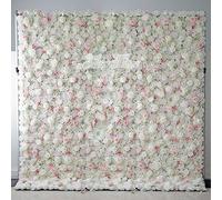 WOTZOV Juego de Paneles de Rosas Blancas, Fondo de Flores Artificiales para Pared, Panel Floral de Rosas y hortensias de Seda 3D para Fondo de Fotos, decoración para f